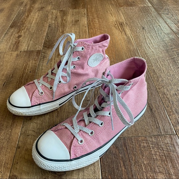 Converse Shoes - Converse Chuck Taylor pink glitter high top sneakers youth 4 (women 6)